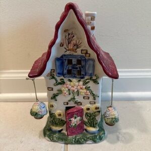 Bees And Sunflowers Ceramic Whimsical Cottage TeaLight Candle Holder Pottery Art